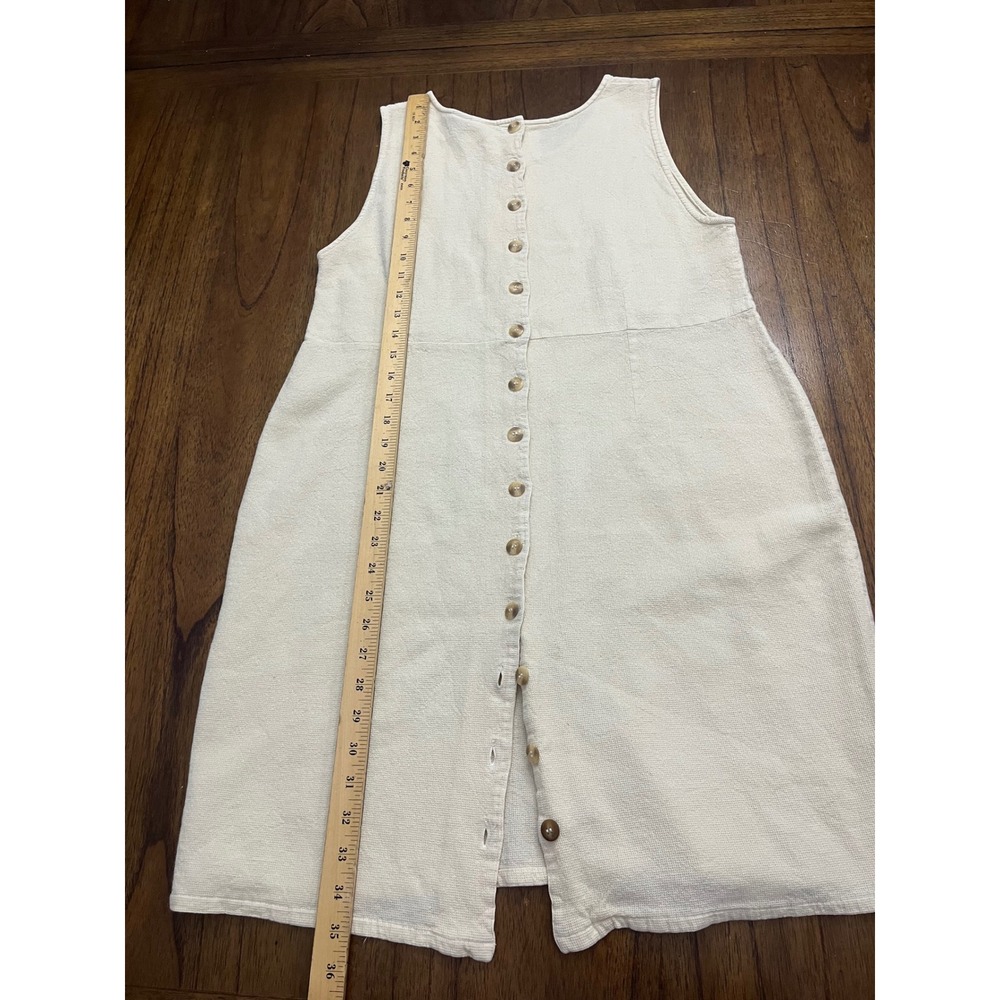 Kiko Comfortable Clothing Womens Medium Cream Cotton Button Back Midi Dress - Picture 2 of 5